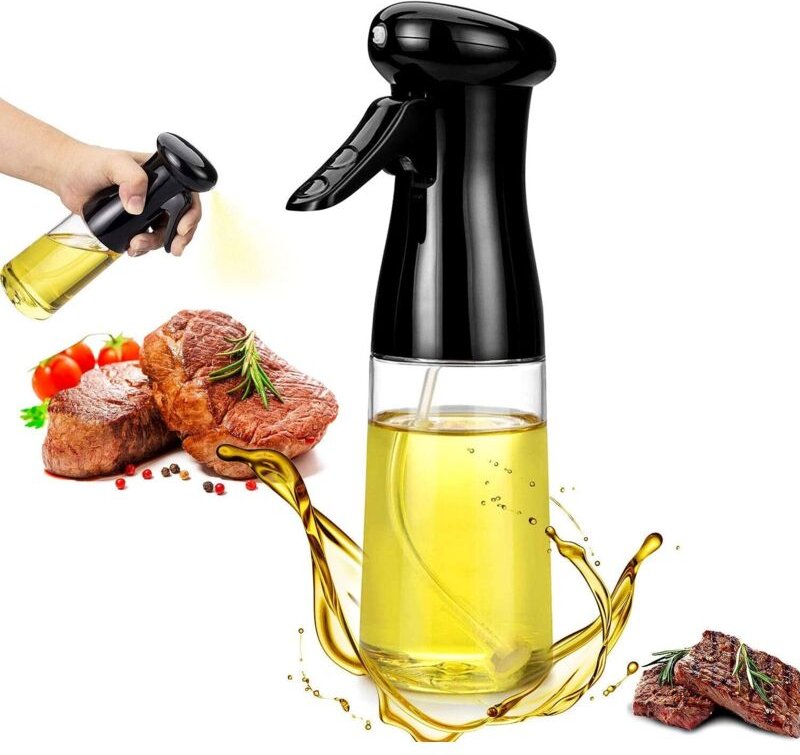 Ölsprühflasche, Ölsprüher, Essigsprüher, Speiseölspray, Küchenutensil, für Grillen, Salat, Backen (Schwarz)