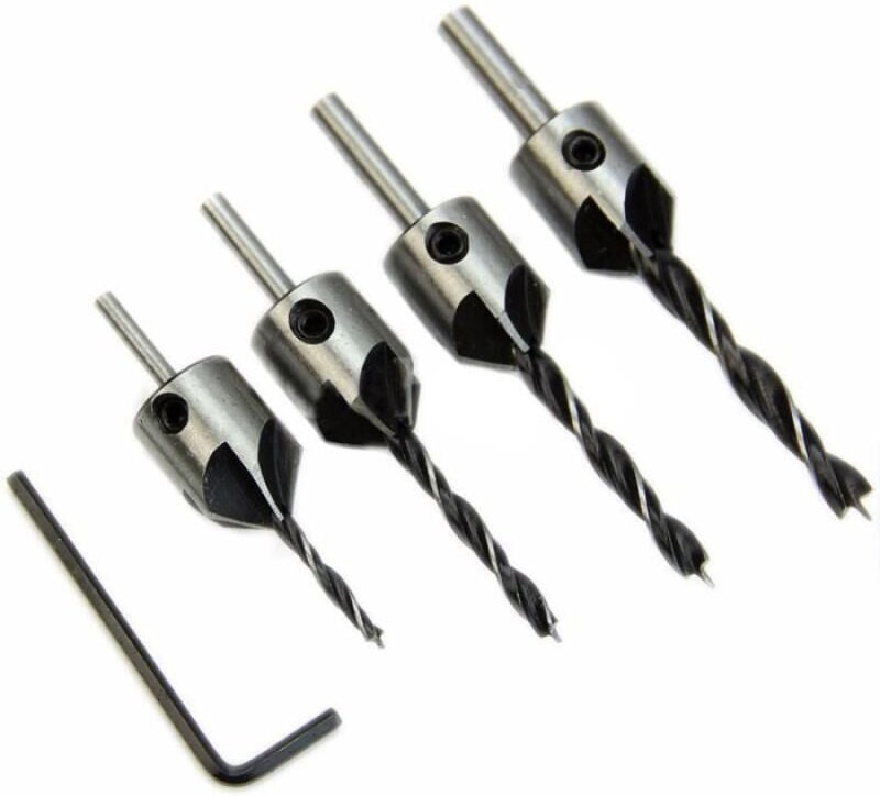 Linghhang - Holzbohrer, Fasenführung, 4-teilig, Bohrer + Schraubenschlüssel