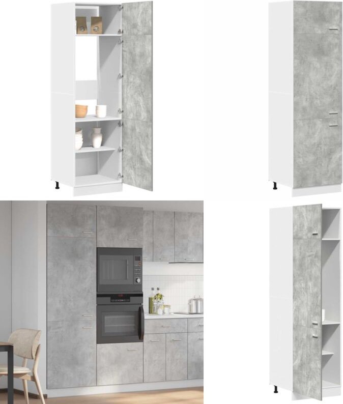 Vidaxl - Kühlumbauschrank Betongrau 60x57x207 cm Holzwerkstoff