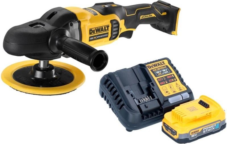 Thumbnail - DeWalt DCM 849 E1 Akku Exzenter Poliermaschine 18 V 180 mm Brushless + 1x Powerstack Akku 1,7 Ah + Ladegerät