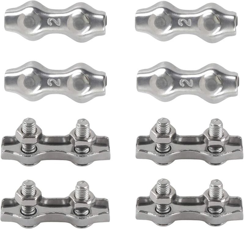 Ersandy - M2 Duplex-Kabelbinderklemmen, 304 Edelstahl, Duplex-Kabelklemmen für Drahtseile, Wäscheleinen, hängende Sonnen...