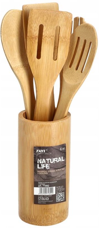 Ravi Küchenutensilien, Küchenhelfer aus Bambusholz, Utensilien-Set, Fünf Löffel-Spachtel, Kochgeschi