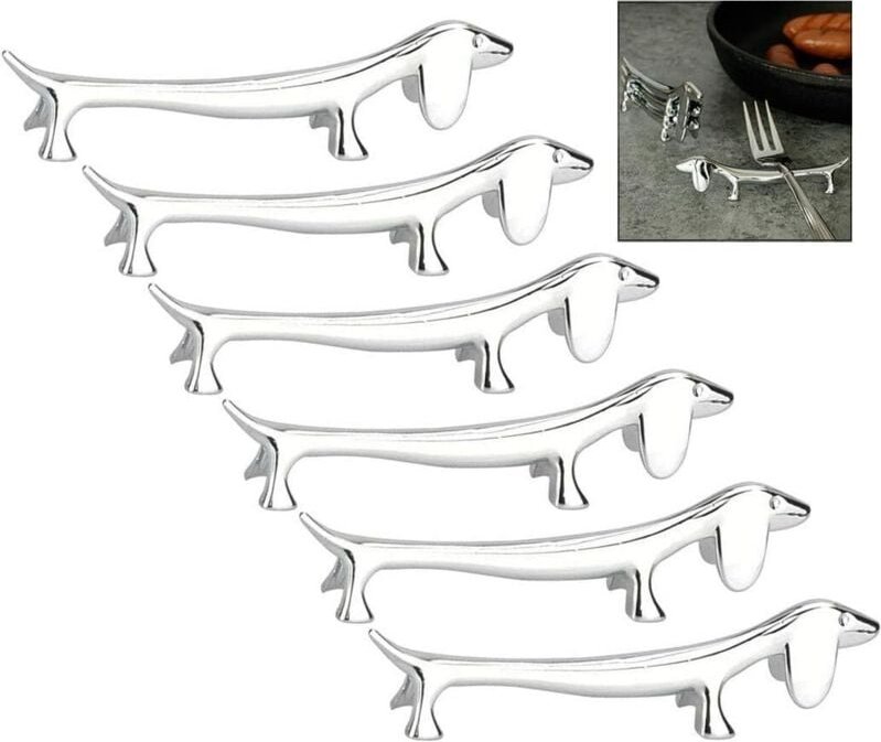 Set mit 6 Essstäbchenhaltern aus Zinklegierung, kreative Essstäbchenablagen in Hundeform, Metall-Essstäbchenhalter - Lnt...