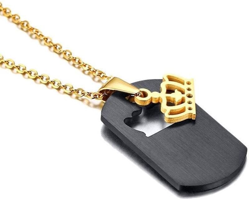 Schwarz und gold halskette mit koniginskrone