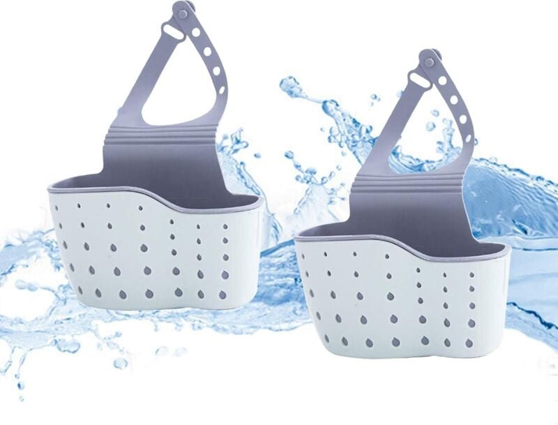 2er-Pack Spülbecken-Siebkörbe für Küche und Bad, multifunktionaler Schwammhalter zum Aufhängen