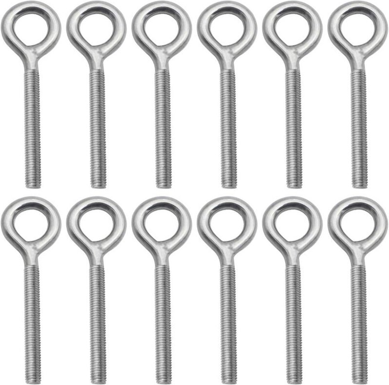 Packung mit 12 Ringschrauben M6 x 70 mm aus Edelstahl 304 – Ringgewindestangen als Befestigungsmittel, ideal zum Aufhäng...