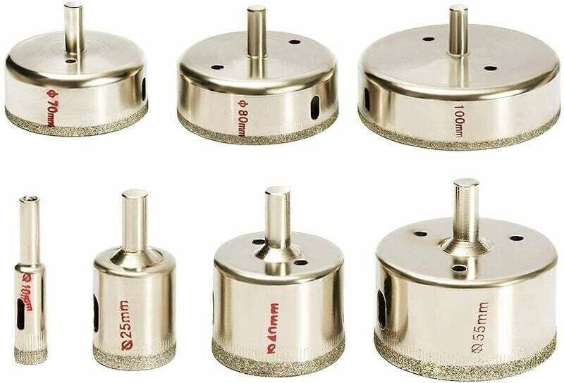 KZQ 7-teiliges Diamantbohrer-Set 10–100 mm für Keramikfliesen, Glas, Porzellan, Marmor.