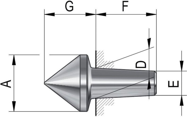 Röhm Auswechselbare Einsätze für mitlaufende Zentrierspitzen, Größe 114, 75° - 070741