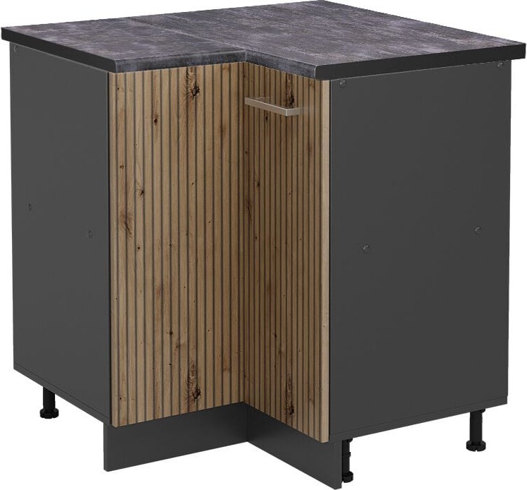 Vicco - Eckunterschrank R-Line, Artisan-Eiche, 75.6 cm, ap Anthrazit