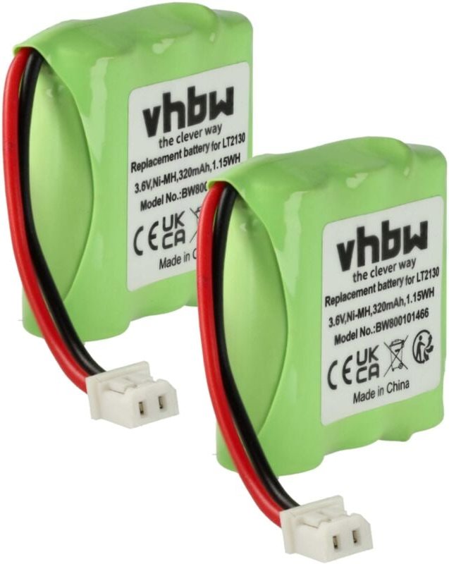 Vhbw - 2x Akku kompatibel mit Loewe Alphatel 3100 schnurlos Festnetz Telefon (320 mAh, 3,6 v, NiMH) Grün
