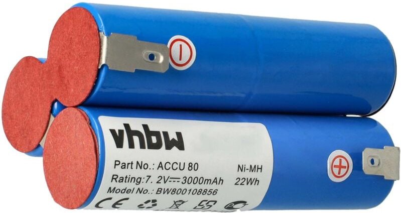 Vhbw - 1x Akku kompatibel mit Wolf Strauchschere BS80 Werkzeug (3000 mAh, NiMH, 7,2 v) - Ersatz für BS80