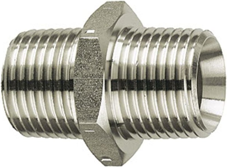 Doppelgewindenippel, r 1 1/2 a., r 1 1/2 a., sw 50, es 1.4571 - Riegler