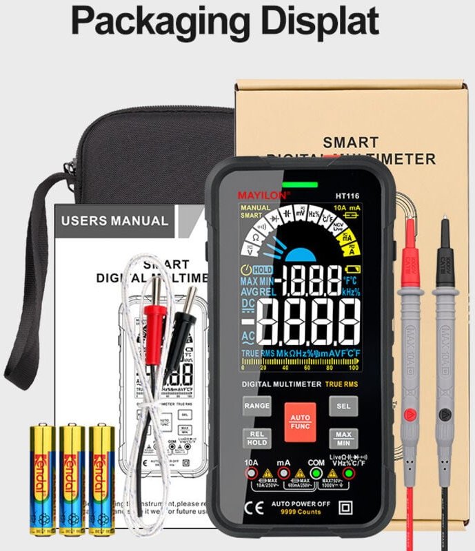 Tigrezy – Digitalmultimeter mit automatischer Bereichswahl 10000 Counts, Ohmmeter, Voltmeter, Strommessung, Spannungswid...