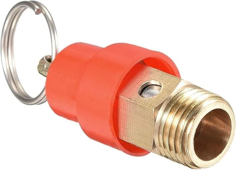 Sicherheitsventil überdruckventil heizung Druckluftkompressor-Druckbegrenzungsventil Außengewinde Roter Hut, 1Pack
