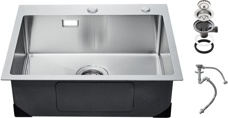 Mophorn - 68 cm Küchenspüle, Arbeitsstation, 304 Edelstahl-Spülen zur Montage auf der Oberseite. Einbauspüle mit Einzelb...
