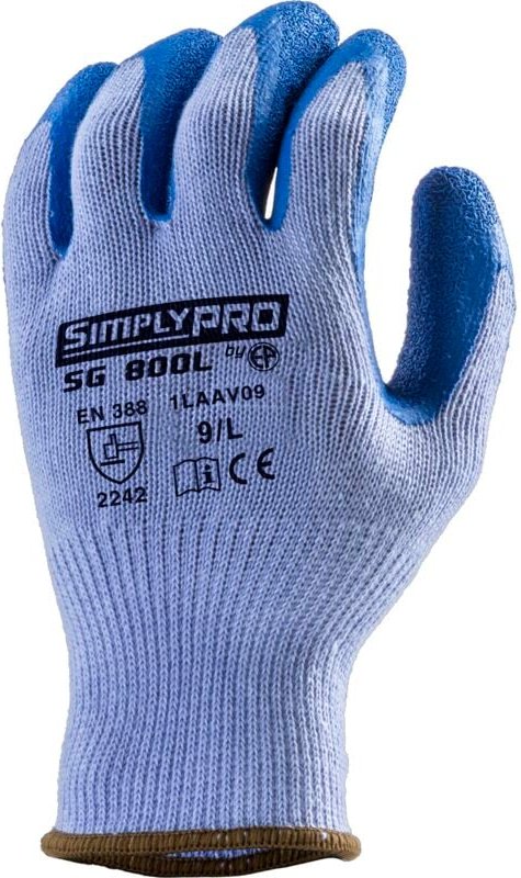 Satz mit 10 Paar Arbeitshandschuhen SIMPLY PRO SG800L Latex-Handfläche Größe 10