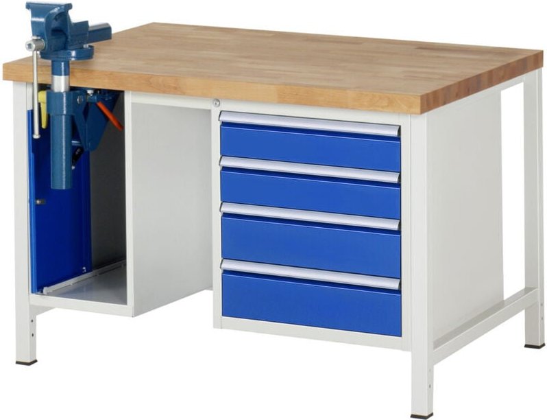 Werkbank 8185A1, B1250xT900xH840mm, 4x Schublade-TA, sskl - RAU