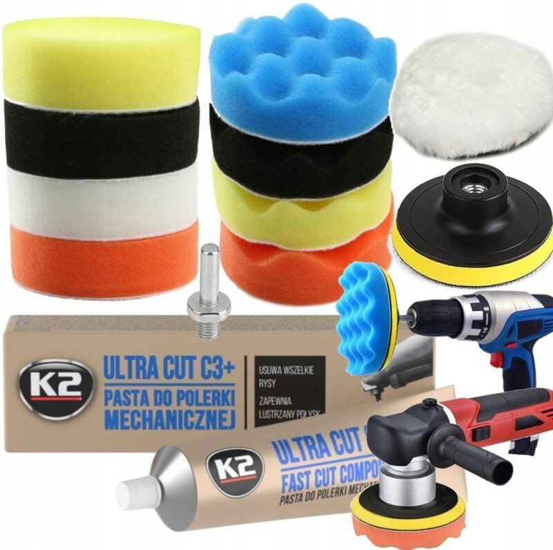 Thumbnail - K2 Polierpaste + Set aus Schwamm-Lackpolier- und Kratzerentfernungspads