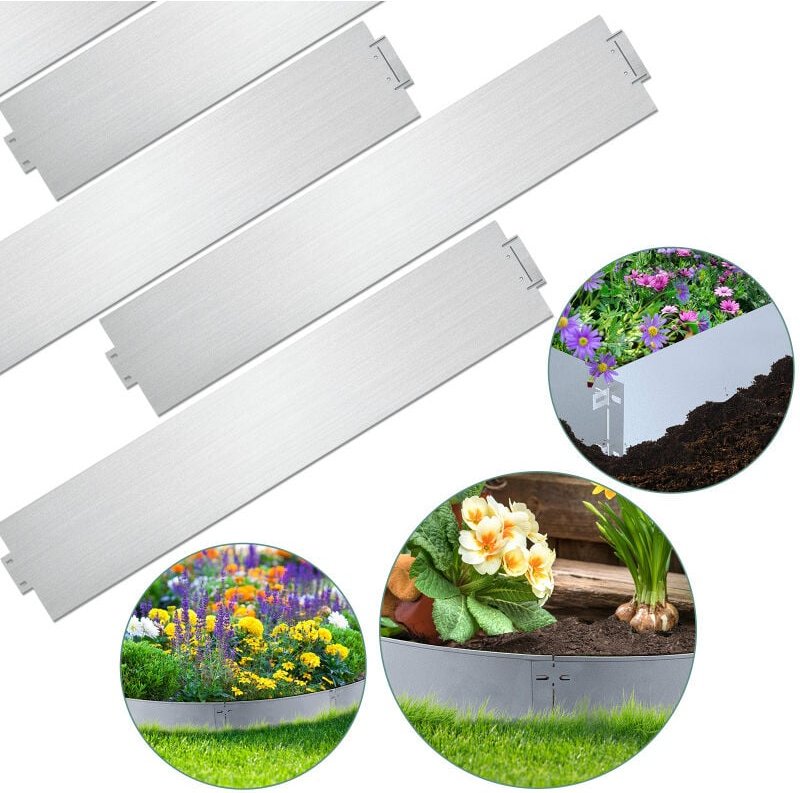 Rasenkante Verzinkt Dicke = 0,7mm Beetumrandung Pflanzen Schnecken Abwehr 100x18cm 5m - Swanew