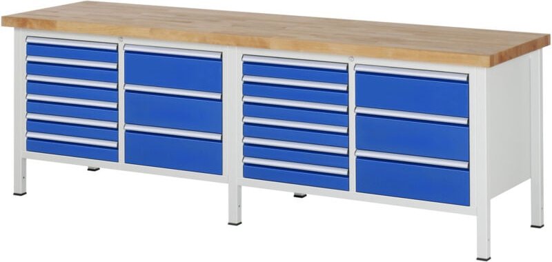 Werkbank höhenverstellbar 8479A2, B2500xT700xH840-1040mm, 16x Schublade-TA - RAU