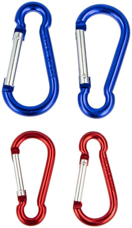 Karabinerhakensatz 4-teilig, Aluminium 2-farbig, federbelastet - Eurotools