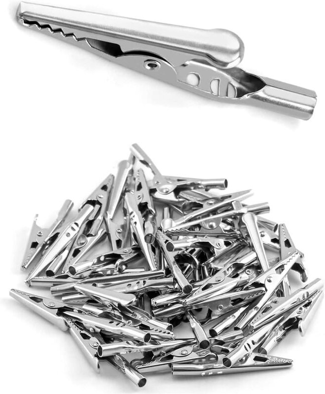 Krokodilklemmen, 200 Stück 10A Alligator clips aus Metall, Antistatisches Zubehör, Elektrische Testklemmen Abgreifklemme...