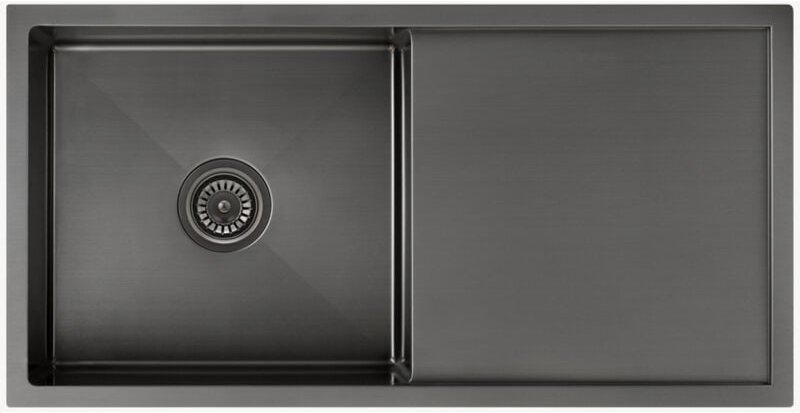 Küchenspüle einfach 880 mm - gun metall gebürstet - Limba