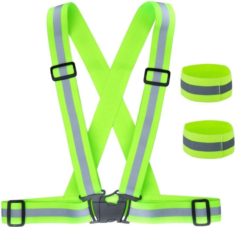 Sicherheitsweste + reflektierende Sicherheitsarmbänder, reflektierende, verstellbare, elastische Sicherheitsweste zum La...