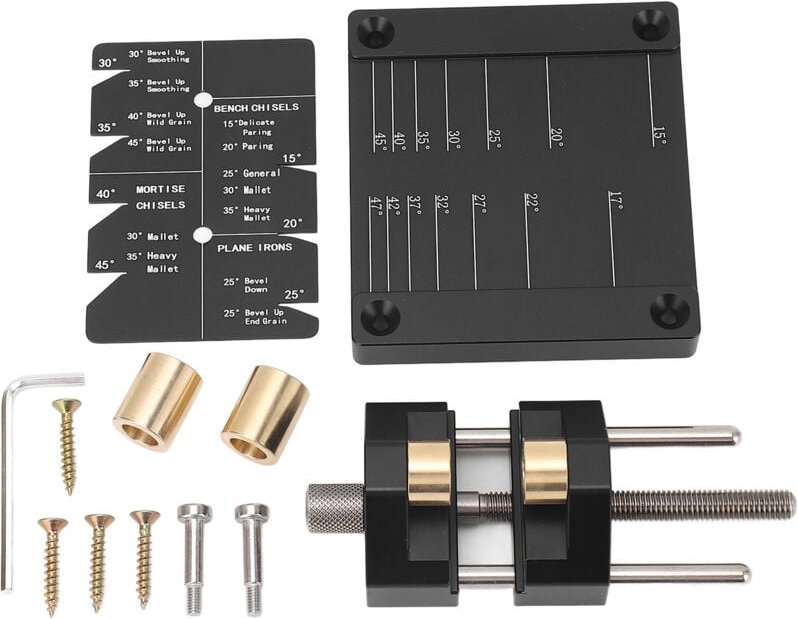 Garosa Schärfvorrichtung, Meißelschärfset mit Rambin-Führungssystem, Aluminium-Holz-Legierung, für Meißel und kurze Hobe...