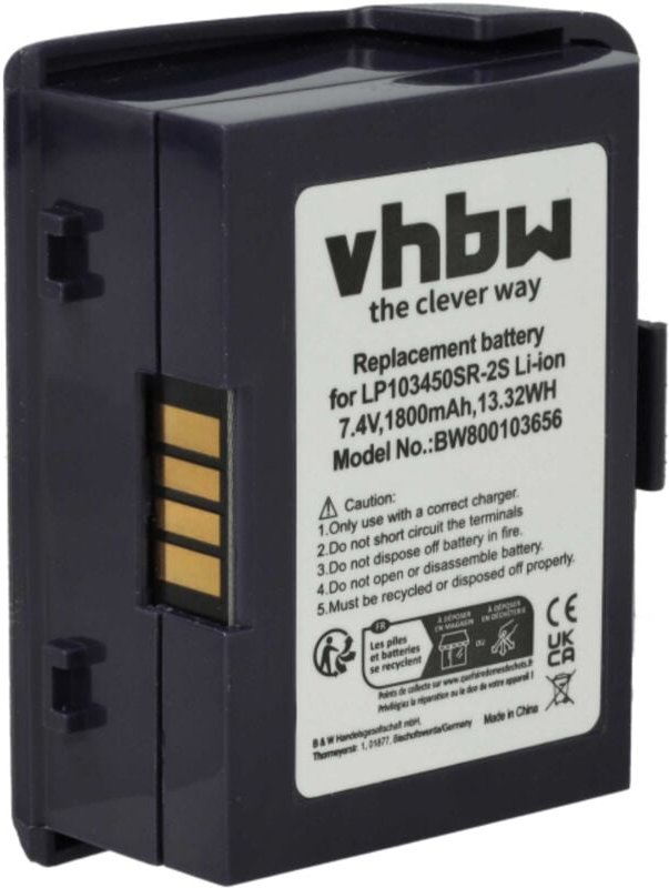 vhbw 1x Akku kompatibel mit Verifone VX680 Credit Card Machine, VX680 Barcodescanner POS (1800 mAh, 7,4 V, Li-Ion)
