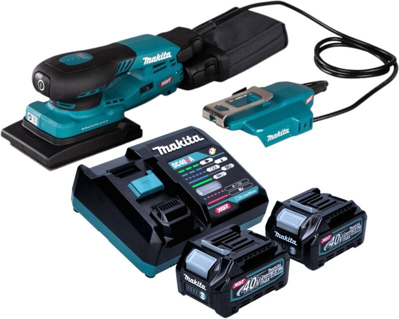 Makita BO 005 CGD201 Akku Schwingschleifer 40 V max. 80 x 130 mm 3,0 mm Hub Brushless + 2x Akku 2,5 Ah + Ladegerät