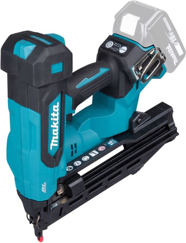 Akku-Stauchkopfnagler 16ga, 20 ° gewinkelt, 32-64 mm, DBN610Z, incl. Zubehör, Karton - Makita