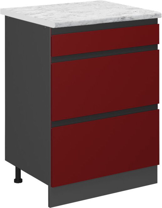 Vicco - Schubladenschrank R-Line, Rot, 60 cm ap Marmor