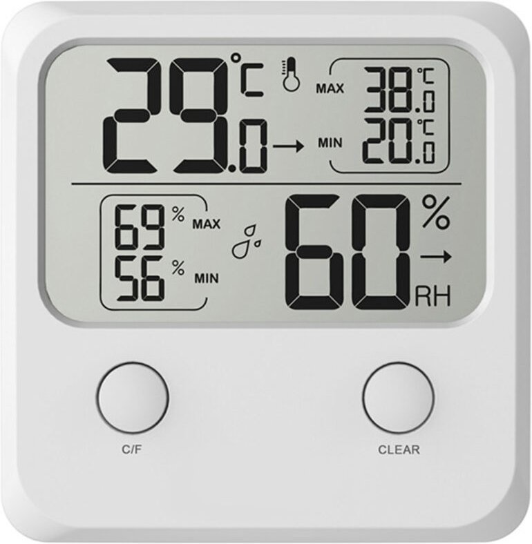 Innenthermometer/Hygrometer, elektronisches digitales Temperatur- und Feuchtigkeitsmessgerät, ℃/℉ umschaltbar, Max.-/Min...