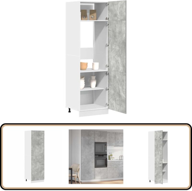 Vidaxl - Kühlumbauschrank Betongrau 60x57x207 cm Holzwerkstoff