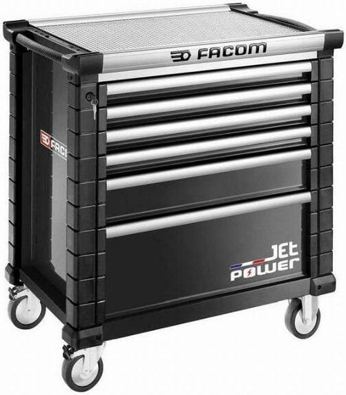 Facom - JETM4 schwarzer Schrank mit 6 Schubladen und stromführender Schublade – – JET.6NM4APOWERPF