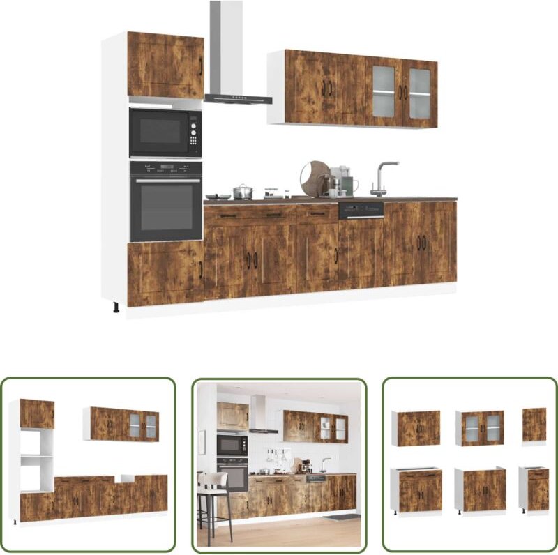 The Living Store - vidaXL 7-tlg. Küchenschrank-Set Kalmar Räuchereiche Holzwerkstoff