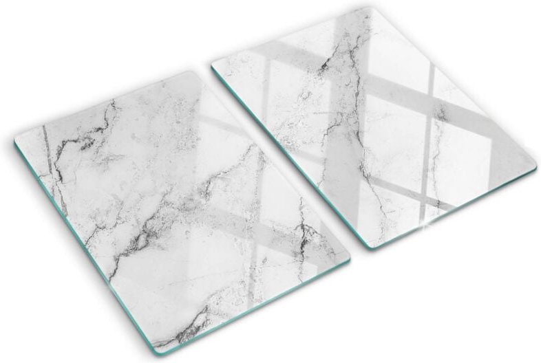Tulup - Glasschneideplatten - Schneidebrett aus Glas - Herdabdeckplatten - Gehärtetes Glas – 2x40x52 cm (2er Set) - Marm...