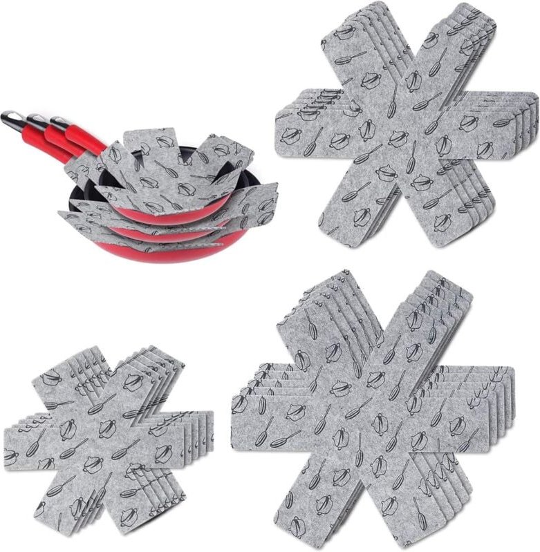 Topfschoner und Pfannenschoner, 15 Stück Topfschoner (3 Größen), Premium Distanzpolster trennen und schützen Ihre Küchen...