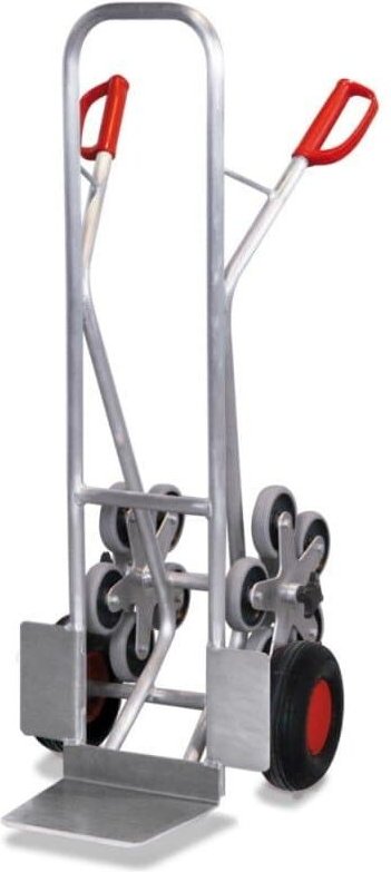 VARIOfit Aluminium Treppenkarre 200kg Tragkraft gerade Streben mit 2 fünfarmigen Radsternen Luftbereifung