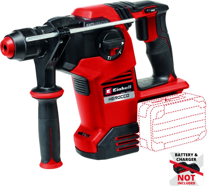 Einhell - Akku-Bohrhammer Herocco 36/28 Power X-Change (Twin-Pack, Bohren/Hammerbohren/Meißeln mit/ohne Fixierung, 3.2 J...