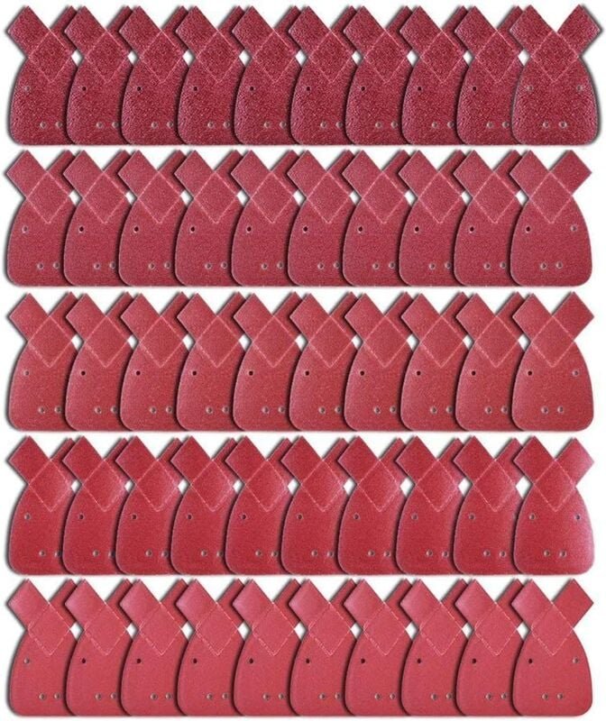 50 Stück Mouse Schleifpapier Schleifblätter Klett-Schleifdreiecke 10 x Körnung 40/60/ 80/120/ 240 für Black und Decker D...