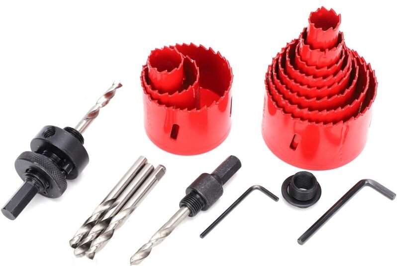 17 Sets Lochsägen-Set, Bi-Metallic, 11 Lochsägen-Sets mit Sägeblättern von 19 bis 68 mm, für Holz, PVC-Platten, Trockenb...