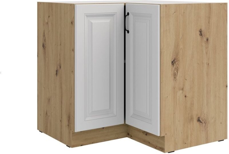Küchen Preisbombe - Eckunterschrank 90x90 cm Stilo Weiß Eiche Artisan Küchenzeile Küchenblock Küche
