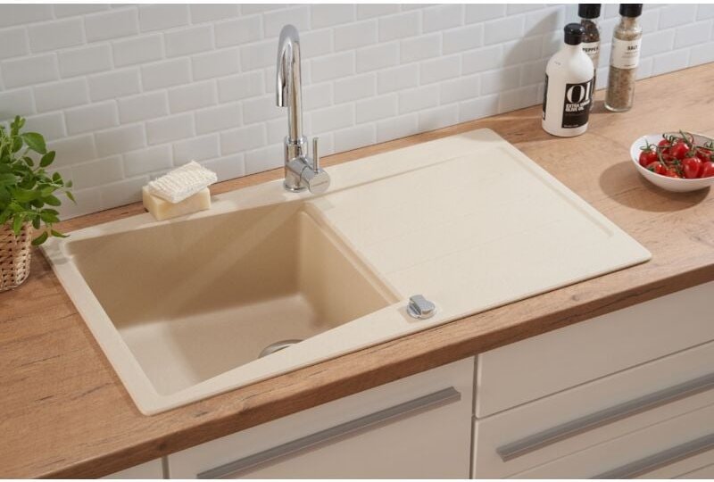 Küchenspüle Einbauspüle Spülbecken Granitspüle 86 x 50 Beige Respekta Seattle