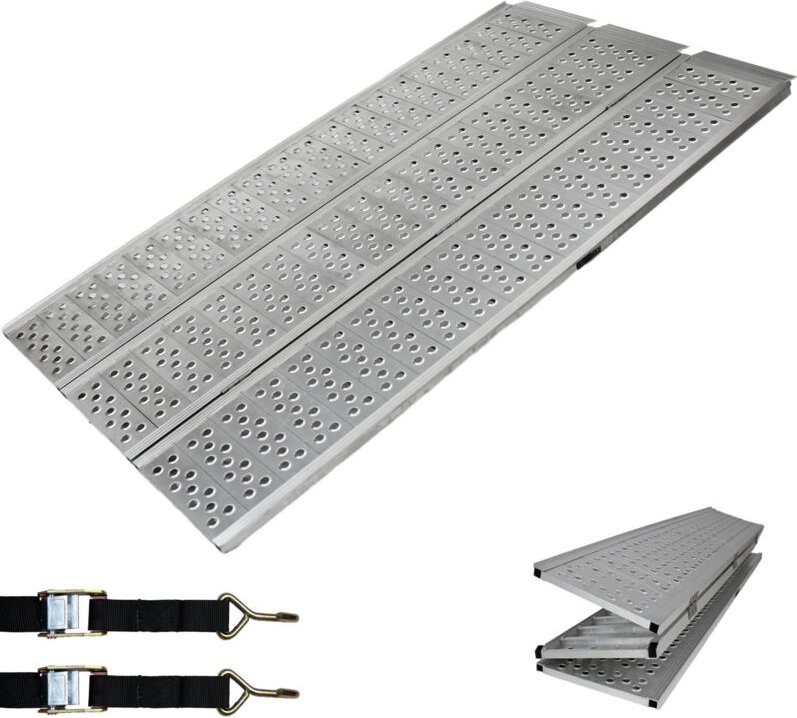 Baumarktplus - dreibreit by trutzholm 3-fach Auffahrrampe klappbar 215cm Tragkraft 1020kg Alu grau gelocht gerillt Verla...