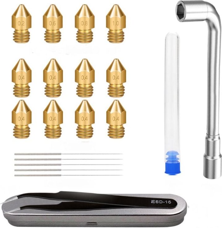 21-teiliges Werkzeugset für 3D-Druckerzubehör, Düsenabstands-Reinigungsnadel, Sechskantschlüssel