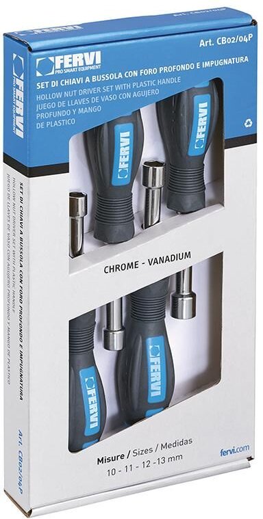 Satz mit 4 Steckschlusseln 10 - 13 mm mit Griff Fervi cb02/04p