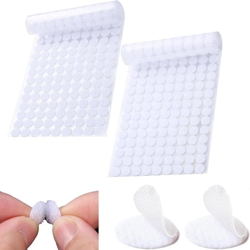 Thumbnail - Klett Klebepunkte 10mm, 100 Stück Klettpunkte Selbstklebend, Rund Doppelseitig Klebende Klettverschluss, Rund Klettband ...