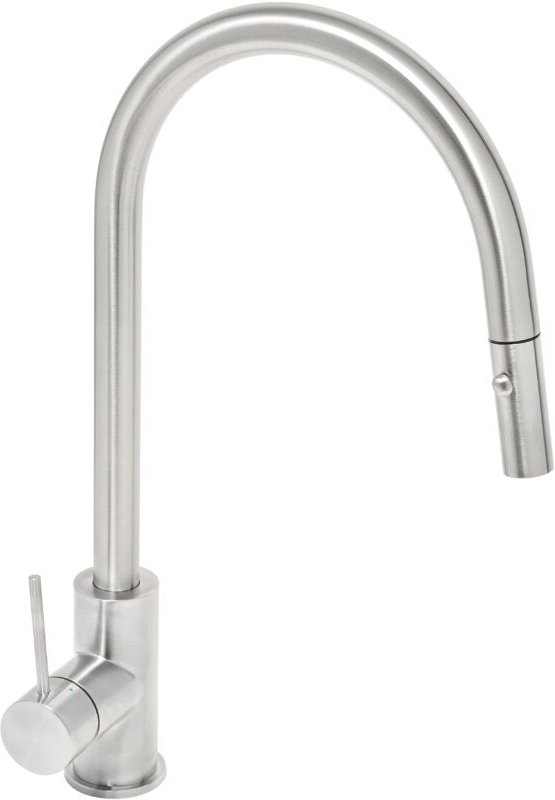 Swiss Aqua Technologies Aurum Einhebel-Spültischmischer mit Standfuß 44 cm mit herausziehbarer 2-Strahl-Brause, Edelstah...